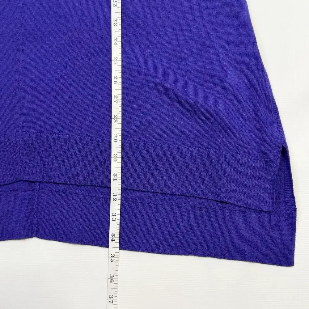 Eileen Fisher Sweater Womens Medium Purple Merino Wool Boat Neck Knit Tunic